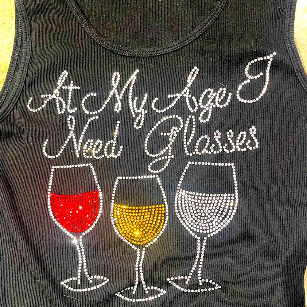 EUC Rhinestone WINE Tank Top Sz XL